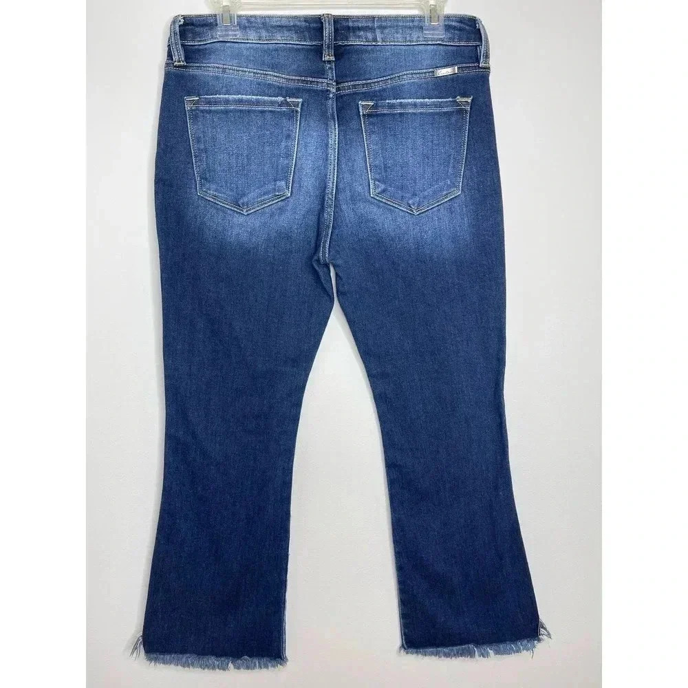 KanCan Quinn Mid Rise Ankle Flare Jeans Raw/Split/Frayed hem size 29 - Picture 4 of 11